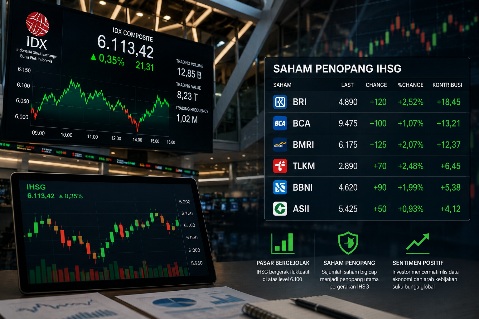IHSG Bergejolak di Atas Level 6.100, Saham Ini Jadi Penopang